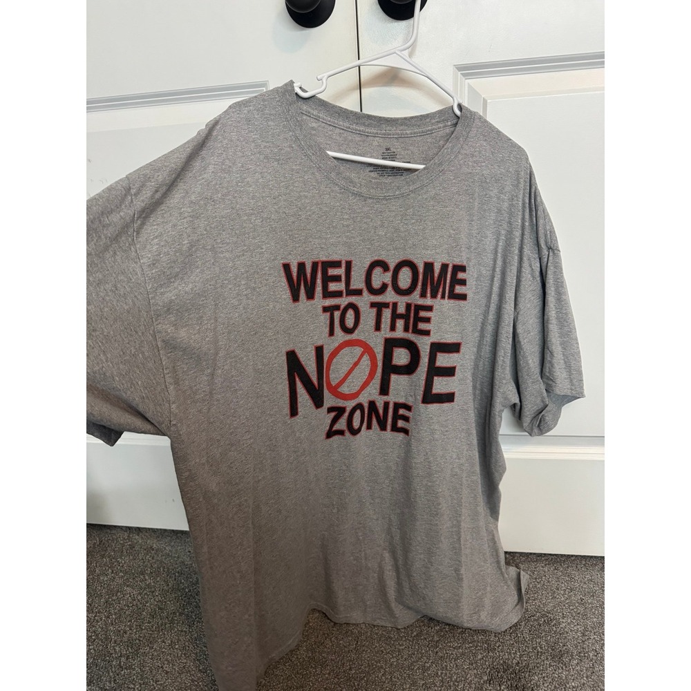 George Mens Welcome to the Nope Zone Graphic T-Shirt Gray 3XL Short Sleeve Shirt